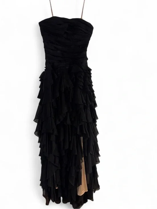 Muse by Marchesa Dahlia Chiffon Ruched Cascading Formal Maxi Dress - Picture 4 of 10